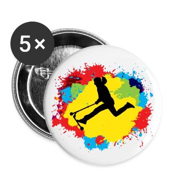 Stunt Scooter Freestyle Scootering Reiten bunt - Buttons groß 56 mm (5er Pack) - Weiß - Vorne