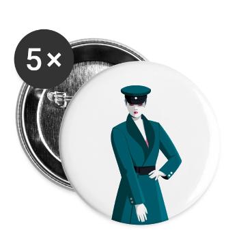 Femme en uniforme - Lot de 5 grands badges (56 mm) - blanc - Devant