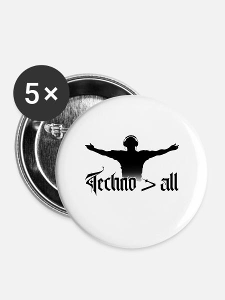 Techno > alle - Buttons groß 56 mm (5er Pack) - Weiß