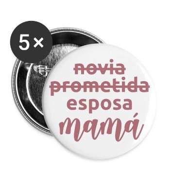 Esposa Mama Married Women Funny Pregnancy Gift - Buttons large 2.2''/56 mm (5-pack) - white - Front