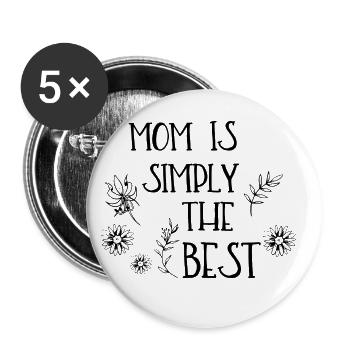 Mom is simply the best - Buttons large 2.2''/56 mm (5-pack) - white - Front