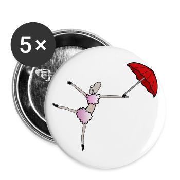Moutons dansant avec un parapluie - Lot de 5 grands badges (56 mm) - blanc - Devant