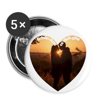 Lieben und geliebt werden sind wunderbare Gefühle - Buttons groß 56 mm (5er Pack) - Weiß - Vorne