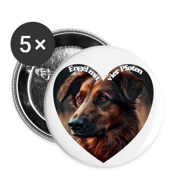 Er ist nicht nur ein Haustier, sondern mein Engel - Buttons groß 56 mm (5er Pack) - Weiß - Vorne