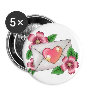 envelope with flowers - Buttons large 2.2''/56 mm (5-pack) - white - Front