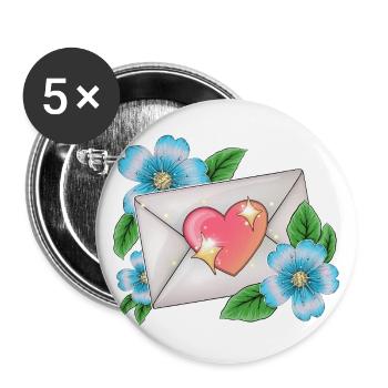 envelope with flowers - Buttons large 2.2''/56 mm (5-pack) - white - Front