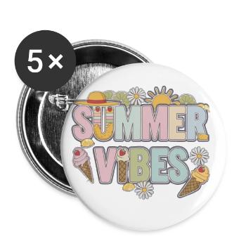 Ambiance estivale bohème - Lot de 5 grands badges (56 mm) - blanc - Devant