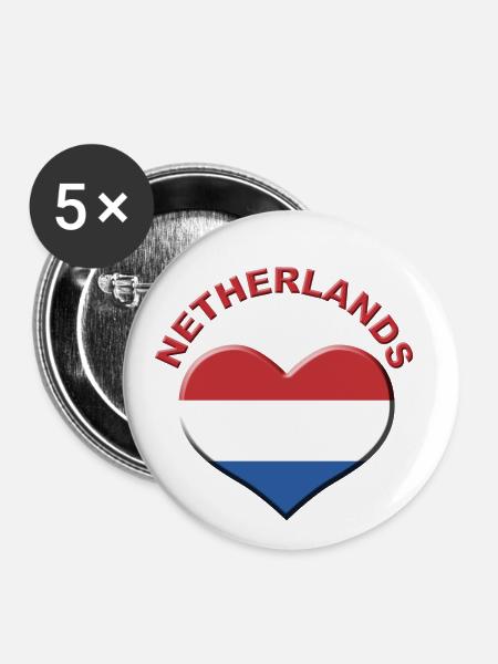 Heart for Netherlands - Buttons groß 56 mm (5er Pack) - Weiß