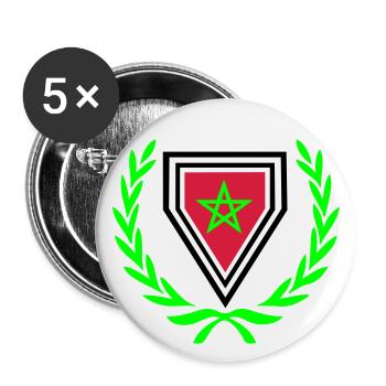 Maroc (armoiries & couronne de laurier) - Lot de 5 grands badges (56 mm) - blanc - Devant