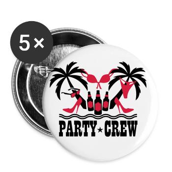 18 Party Crew Insel Urlaub Sex Boys Girls on Tour - Buttons groß 56 mm (5er Pack) - Weiß - Vorne