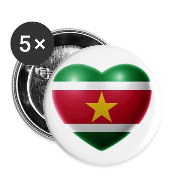 Heart (Suriname) - Buttons large 2.2''/56 mm (5-pack) - white - Front
