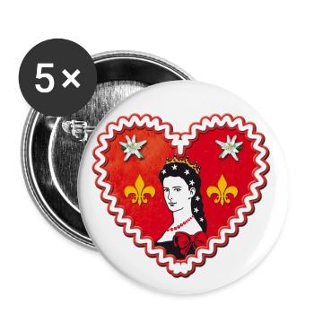 61 Lebkuchenherz Kaiserin Elisabeth Portrait - Buttons groß 56 mm (5er Pack) - Weiß - Vorne