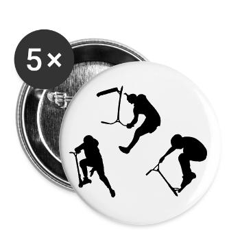 Trottinette freestyle trottinette acrobatique - Lot de 5 grands badges (56 mm) - blanc - Devant