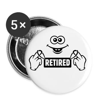 Smiling Face – Stinkefinger – Retired (Ruhestand) - Buttons groß 56 mm (5er Pack) - Weiß - Vorne