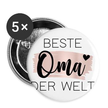 Beste Oma der Welt - Buttons groß 56 mm (5er Pack) - Weiß - Vorne
