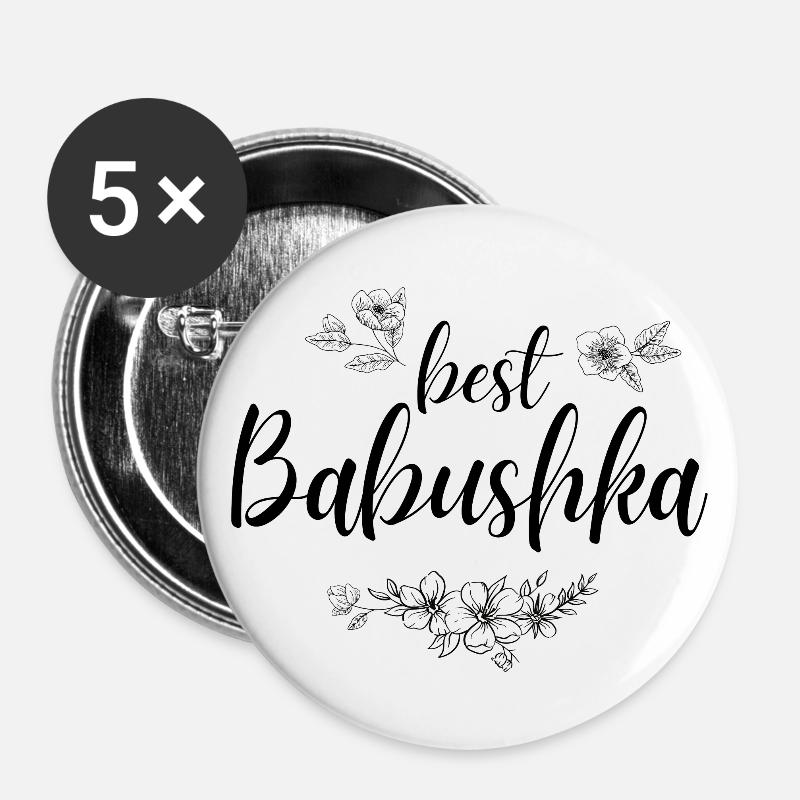 Best Babushka. Babushka gift - Buttons large 2.2''/56 mm (5-pack) - white