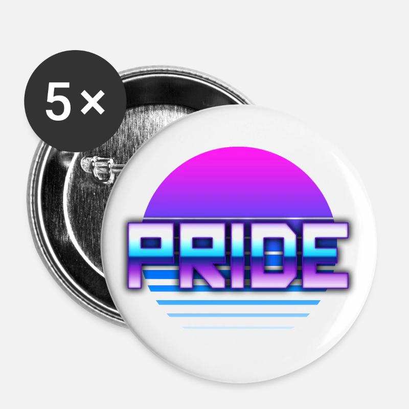 Pride Synthwave - Buttons large 2.2''/56 mm (5-pack) - white