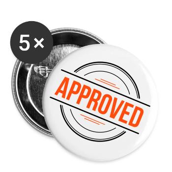 Approved Stempel – 2 Farben - Buttons groß 56 mm (5er Pack) - Weiß - Vorne
