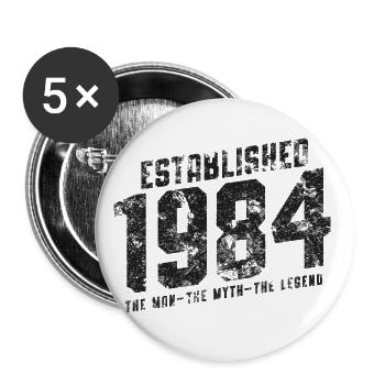 1984 Vintage né homme mythe légende - Lot de 5 grands badges (56 mm) - blanc - Devant