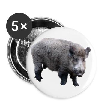 Wild boar - Buttons large 2.2''/56 mm (5-pack) - white - Front