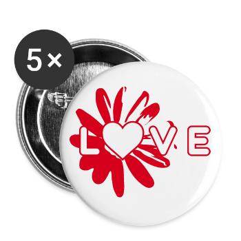 LOVE Design mit Herz - Buttons groß 56 mm (5er Pack) - Weiß - Vorne