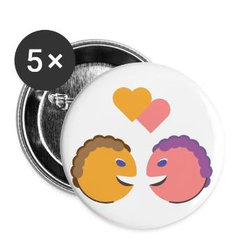 Gesicht Liebe Herz Geschenk - Buttons groß 56 mm (5er Pack) - Weiß - Vorne
