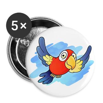 Parrot (Sky) - Buttons large 2.2''/56 mm (5-pack) - white - Front