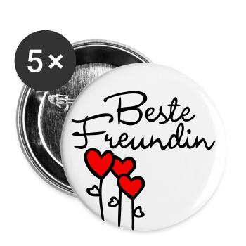 BFF with heart - Buttons large 2.2''/56 mm (5-pack) - white - Front