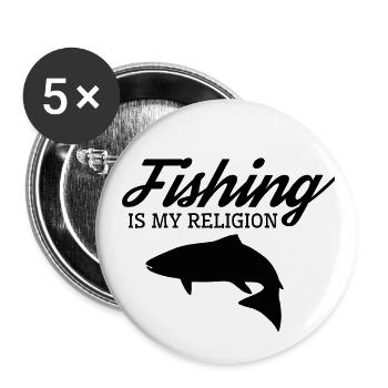 Fishing fisherman religion fishing gift angler - Buttons large 2.2''/56 mm (5-pack) - white - Front