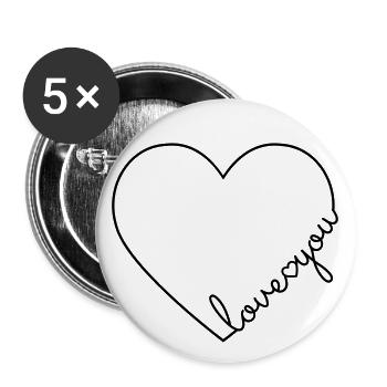 I love you heart love you heart line - Buttons large 2.2''/56 mm (5-pack) - white - Front
