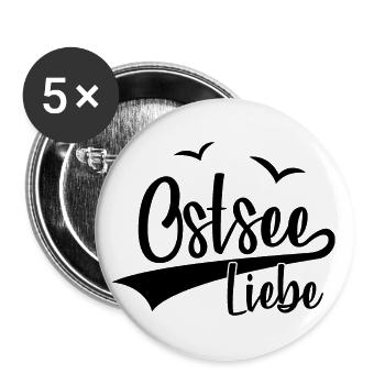 OSTSEE LIEBE URLAUB OSTSEEKÜSTE - Buttons groß 56 mm (5er Pack) - Weiß - Vorne