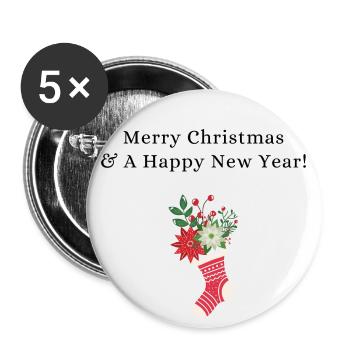 Merry Christmas - Buttons groß 56 mm (5er Pack) - Weiß - Vorne