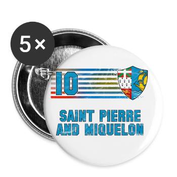 St. Pierre und Miquelon Fußball Mannschaft - Buttons groß 56 mm (5er Pack) - Weiß - Vorne