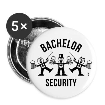 Bachelor Sécurité (Caricature / Danse / 1C) - Lot de 5 grands badges (56 mm) - blanc - Devant