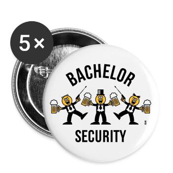 Bachelor Sécurité (Caricature / Danse / 3C / B) - Lot de 5 grands badges (56 mm) - blanc - Devant