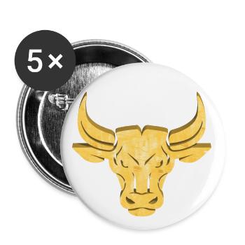 Taureau d’or | Signe du zodiaque Taureau - Lot de 5 grands badges (56 mm) - blanc - Devant