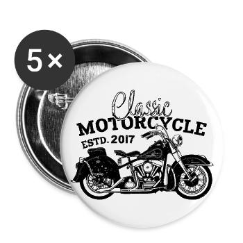 Rétro 2017 Moto Motard Moto Anniversaire 2017 - Lot de 5 grands badges (56 mm) - blanc - Devant
