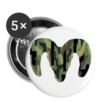 Dickhornschaf Camouflage – Wildnis pur - Buttons groß 56 mm (5er Pack) - Weiß - Vorne