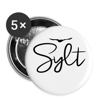 Sylt Möwen Nordseeküste Insel Sylt - Buttons groß 56 mm (5er Pack) - Weiß - Vorne
