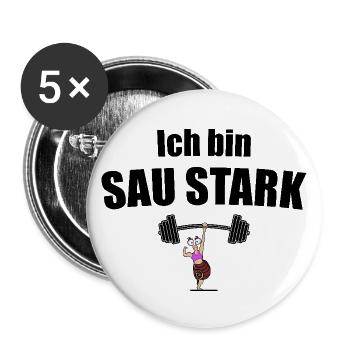 Saustark - Buttons groß 56 mm (5er Pack) - Weiß - Vorne