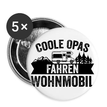 Coole Opas Fahren Wohnmobil Caravan Camper Womo - Buttons groß 56 mm (5er Pack) - Weiß - Vorne