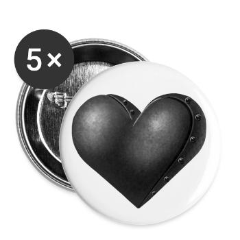 Grau Robot Herz - Buttons groß 56 mm (5er Pack) - Weiß - Vorne