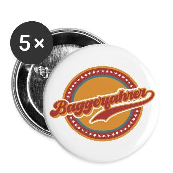 Baggerfahrer Baggerführer Bagger Beruf Vintage - Buttons groß 56 mm (5er Pack) - Weiß - Vorne