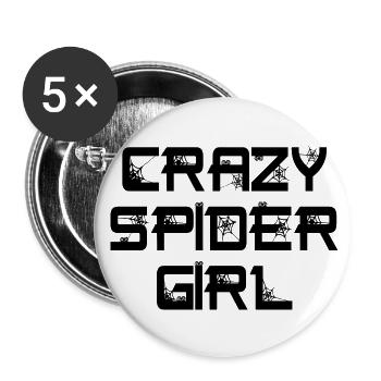 Lustige verrückte Spinne Mädchen Haustier Spinne Besitzer - Buttons groß 56 mm (5er Pack) - Weiß - Vorne