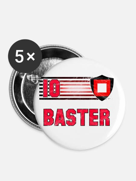 Baster Fußball Mannschaft - Buttons groß 56 mm (5er Pack) - Weiß