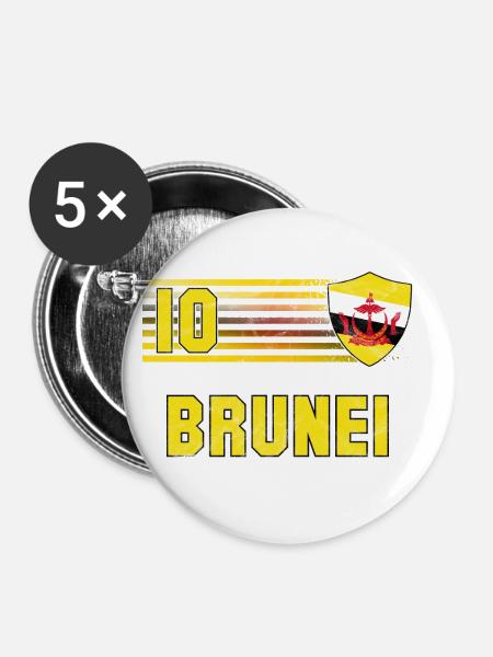 Brunei Fußball Mannschaft - Buttons groß 56 mm (5er Pack) - Weiß