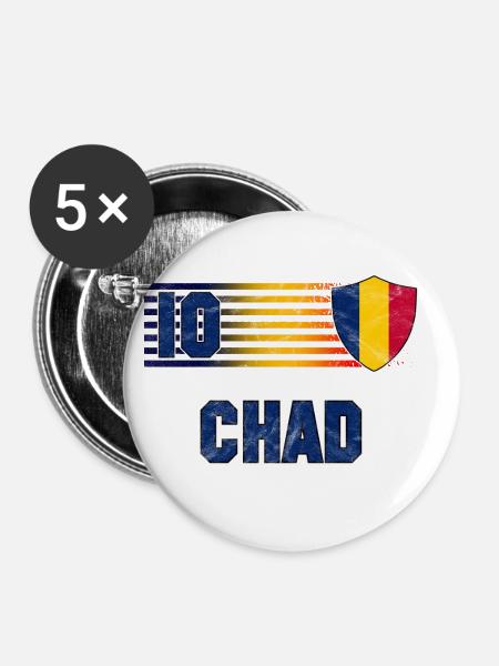 Tschad Fußball Mannschaft - Buttons groß 56 mm (5er Pack) - Weiß