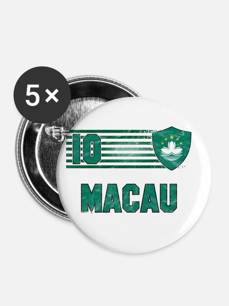 Macau Fußball Mannschaft - Buttons groß 56 mm (5er Pack) - Weiß