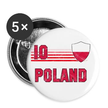 Polen Fußball Mannschaft - Buttons groß 56 mm (5er Pack) - Weiß - Vorne
