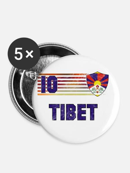 Tibet Fußball Mannschaft - Buttons groß 56 mm (5er Pack) - Weiß